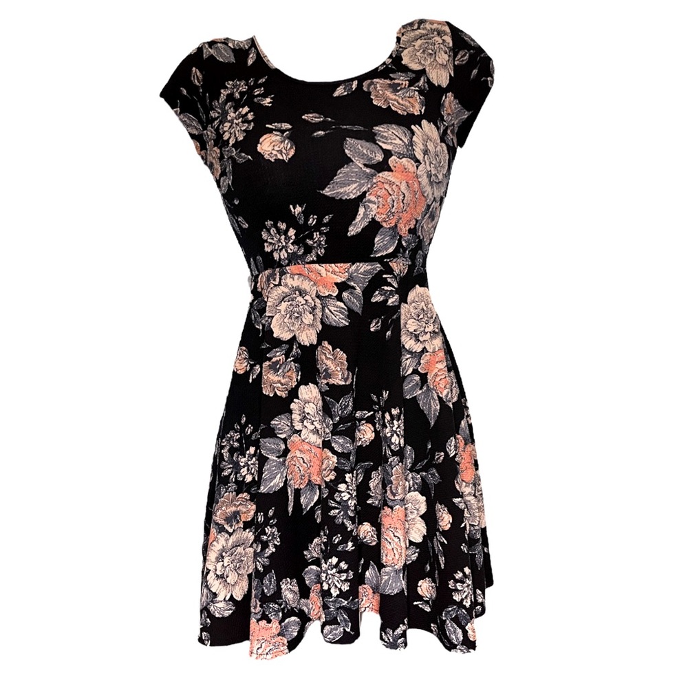 EUC Aeropostale Navy Floral Short Sleeve Dress Size S